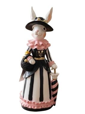 Bella Lux Pink & Black female Rabbit Figurine Dress Decor new with tags